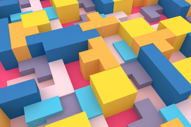 istock 3D Abstract geometric shapes, logic game 1137476112