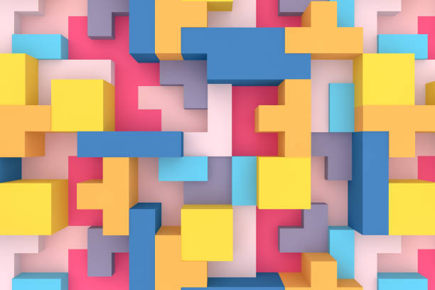 istock 3D Abstract geometric shapes, logic game 1137476817