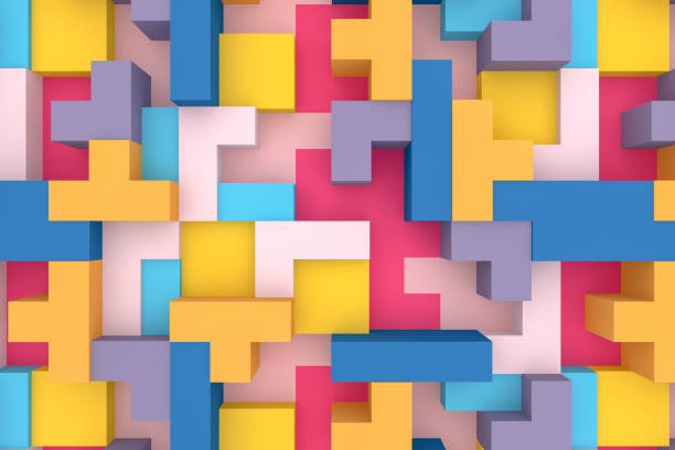 istock 3D Abstract geometric shapes, logic game 1137476900