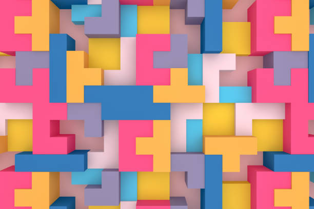 istock 3D Abstract geometric shapes, logic game 1137476956