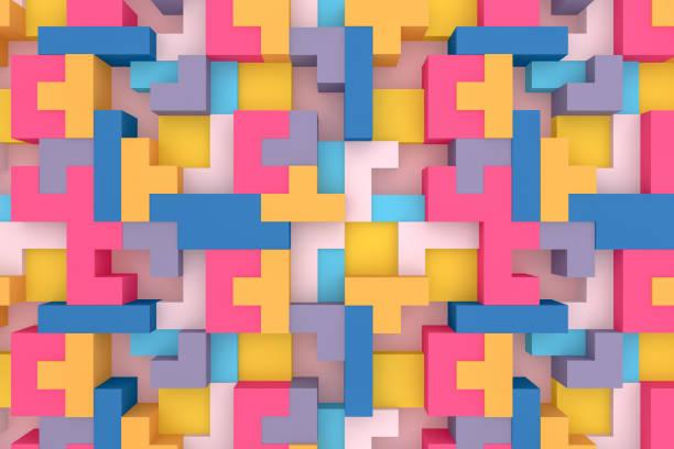 istock 3D Abstract geometric shapes, logic game 1137476990