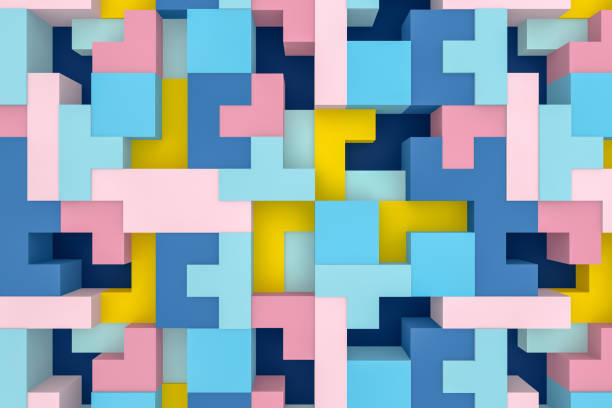 istock 3D Abstract geometric shapes, logic game 1137477139