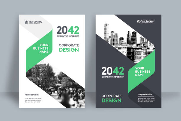 corporate book cover design vorlage in a4 - broschüre stock-grafiken, -clipart, -cartoons und -symbole
