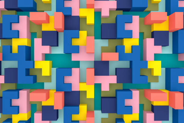 istock 3D Abstract geometric shapes, logic game 1137477245