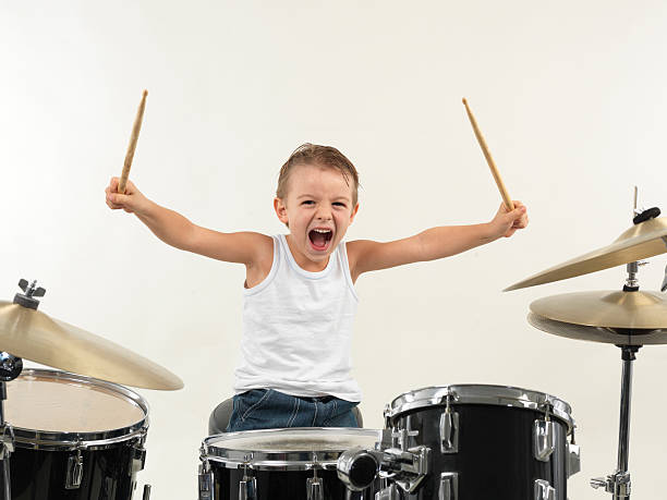 Jovem drummer boy - fotografia de stock