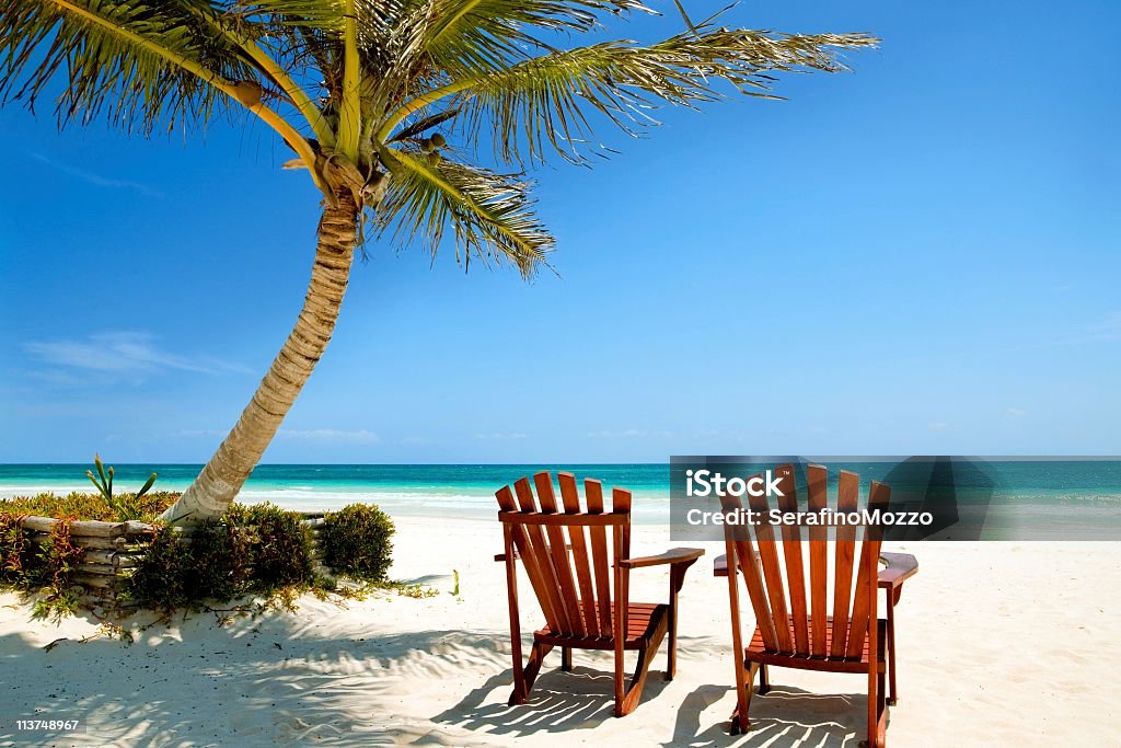 Palm beach krzesła tropikalne Morze - Zbiór zdjęć royalty-free (Meksyk)