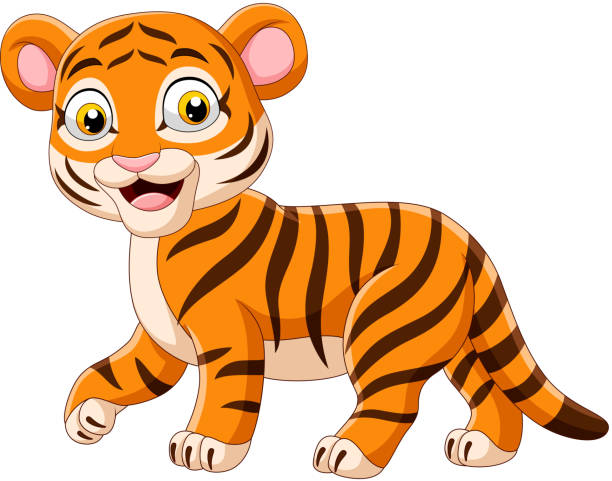Cartoon Funny Baby Tiger Stock Illustration - Download Image Now - Tiger,  Animal, Animal Wildlife - iStock