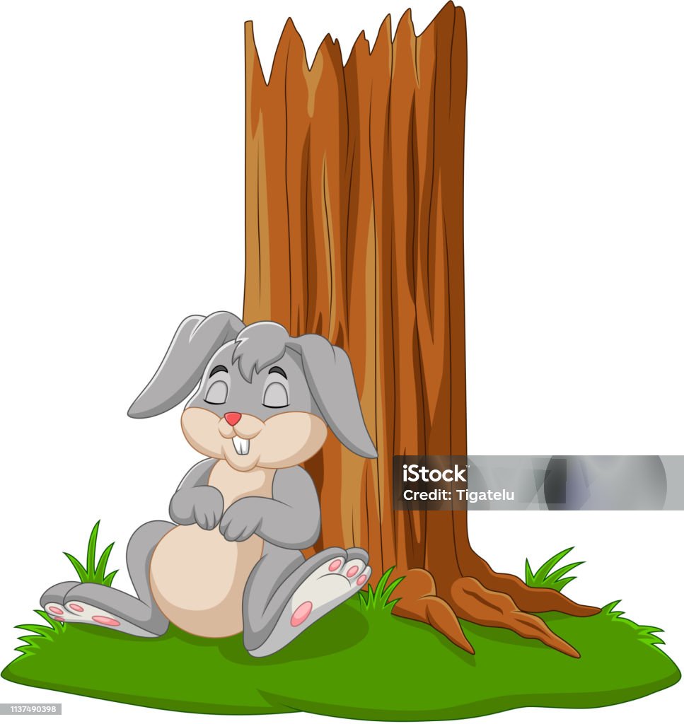 Con Thỏ Hoạt Hình Ngủ Dưới Gốc Cây Hình minh họa Sẵn có - Tải ...