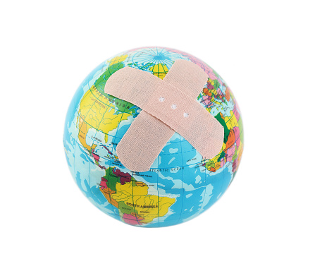 Planet Earth with bandage