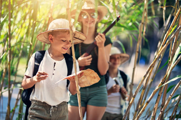 Kids enjoying treasure hunt adventure