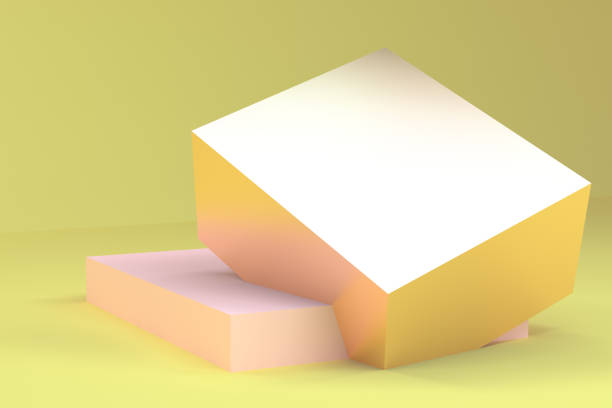 istock Geometric Yellow scene with 3d rendering . Concept : cute , love , minimal. 1137501765