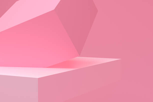 istock Geometric pink cream scene minimal 3d rendering, Concept : cute , love. 1137501976