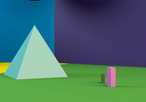 istock Minimalist abstract background, primitive geometrical figures, pastel colors, 3D render. 1137502026