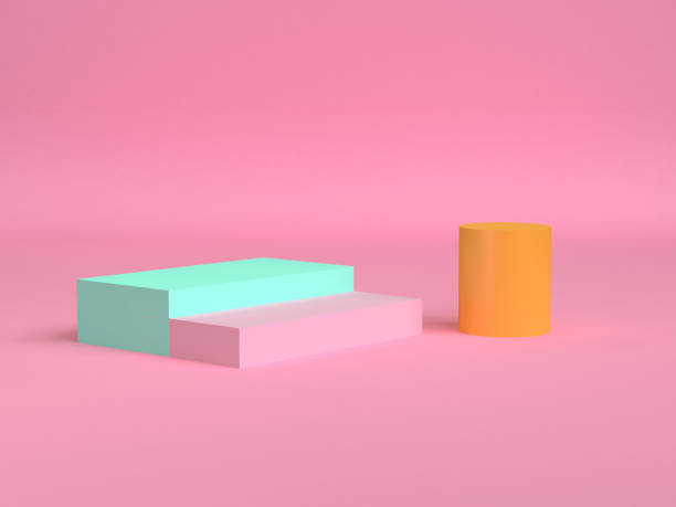 istock Minimalist geometrical abstract background, pastel colors, 3D render, trend poster, Illustration. 1137502110