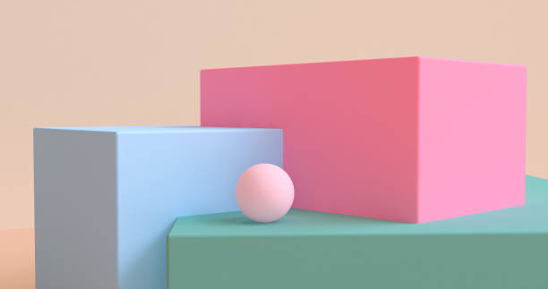istock 3d Minimalist geometrical abstract background, pastel colors, 3D render. 1137502197