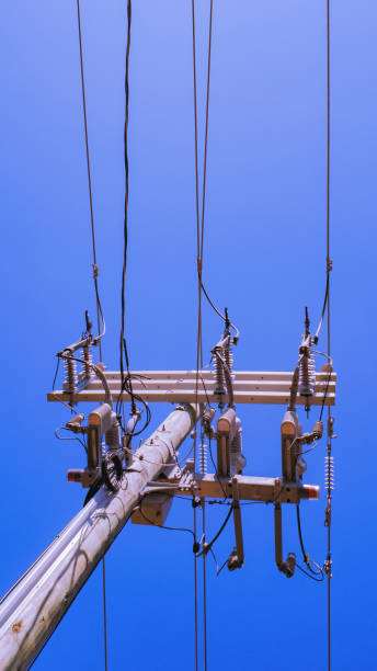 istock Vertical Image of Power Cables Over the Electricity Transmission Cables 1137502272