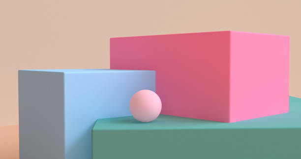 istock 3d Minimalist geometrical abstract background, pastel colors, 3D render. 1137502373