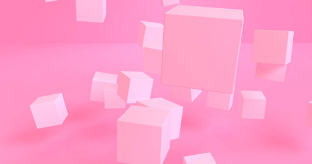 istock Pink cube 3d Minimalist geometrical abstract background, pastel colors, 3D render. 1137502381