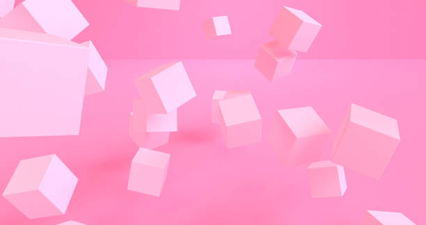 istock Pink cube 3d Minimalist geometrical abstract background, pastel colors, 3D render. 1137502387