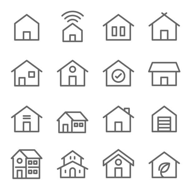 ilustrações de stock, clip art, desenhos animados e ícones de home icon set. contains such icons as house, property, church, garage, smart home and more. expanded stroke - picto