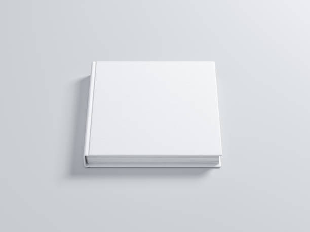 istock Square White Book Mockup with textured hard cover in light studio 1137504142