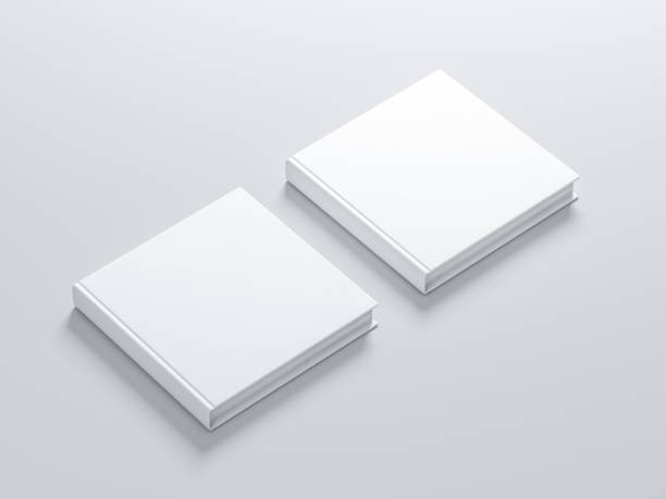istock Two White Square blank Books Mockup with hard cover in light studio 1137504144