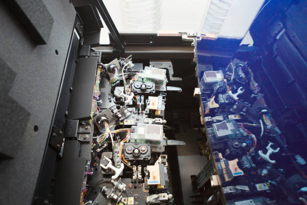 istock inside of a digital printer. the interior of a complex machine. 1137504213