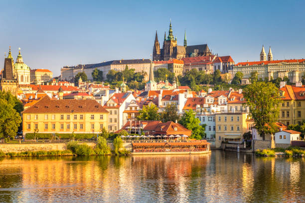 istock Prague Castle above Vltava river morning at sunrise. 1137509355