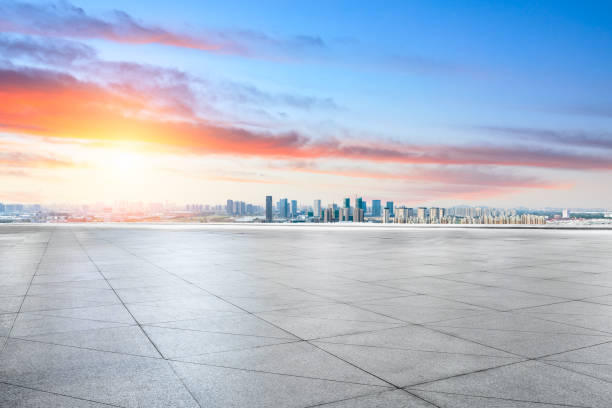 istock Panoramic city skyline and buildings with empty square floor in Shanghai 1137514962