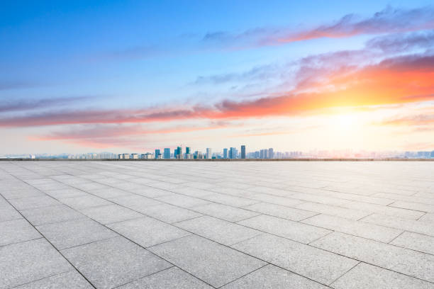 istock Panoramic city skyline and buildings with empty square floor in Shanghai 1137515008