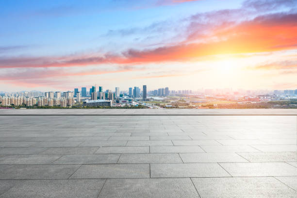 istock Panoramic city skyline and buildings with empty square floor in Shanghai 1137515587