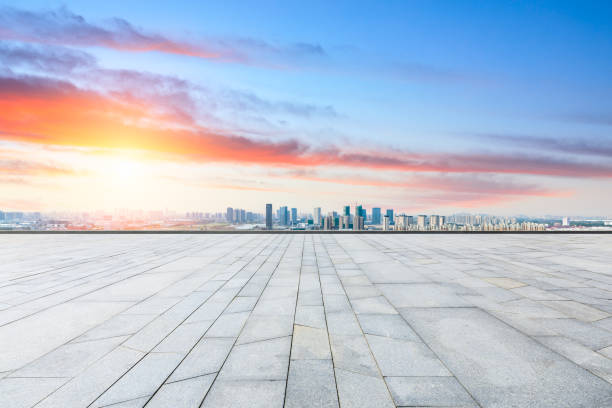 istock Panoramic city skyline and buildings with empty square floor in Shanghai 1137516108