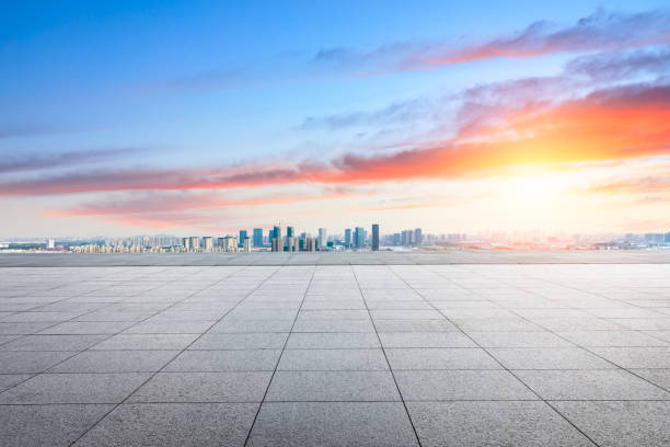 istock Panoramic city skyline and buildings with empty square floor in Shanghai 1137516706