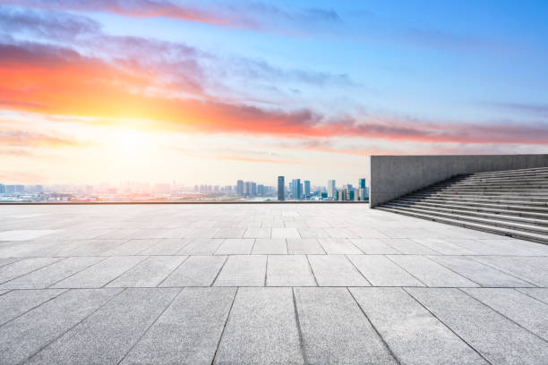 istock Panoramic city skyline and buildings with empty square floor in Shanghai 1137516779