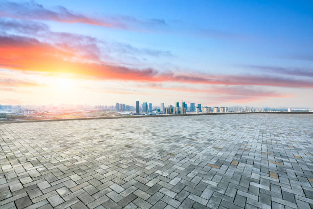 istock Panoramic city skyline and buildings with empty square floor in Shanghai 1137517207