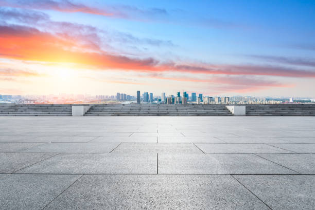 istock Panoramic city skyline and buildings with empty square floor in Shanghai 1137517412