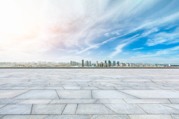 istock Panoramic city skyline and buildings with empty square floor in Shanghai 1137517974