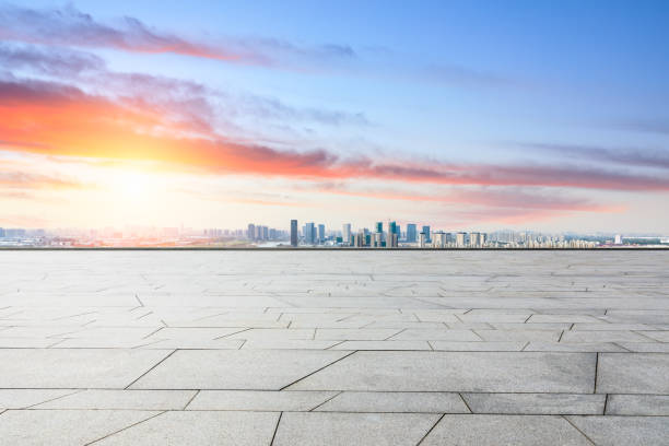 istock Panoramic city skyline and buildings with empty square floor in Shanghai 1137518075