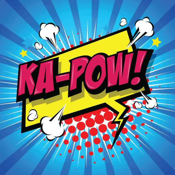 ilustrações, clipart, desenhos animados e ícones de ka-pow! bolha comic do discurso. - crackle