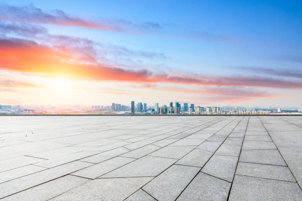 istock Panoramic city skyline and buildings with empty square floor in Shanghai 1137519677