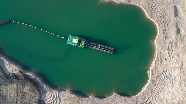 Sand and gravel pit, lakeshore - aerial view