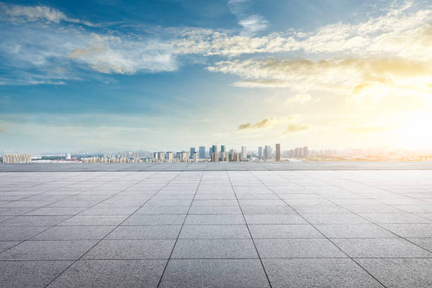 istock Panoramic city skyline and buildings with empty square floor in Shanghai 1137521734