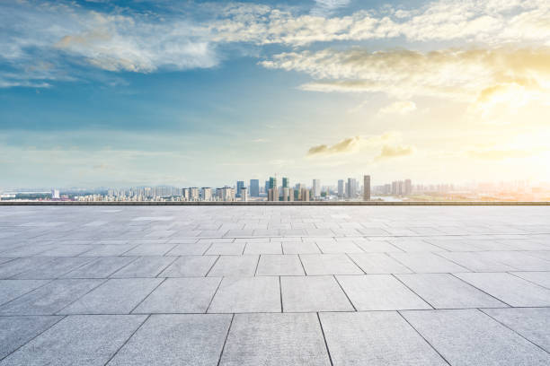 istock Panoramic city skyline and buildings with empty square floor in Shanghai 1137521880