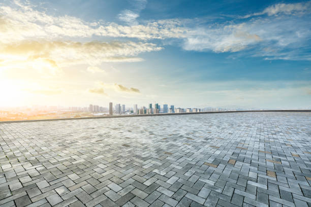 istock Panoramic city skyline and buildings with empty square floor in Shanghai 1137522614