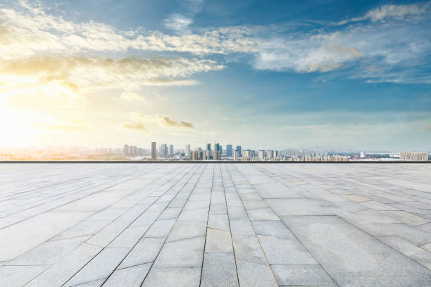 istock Panoramic city skyline and buildings with empty square floor in Shanghai 1137523428