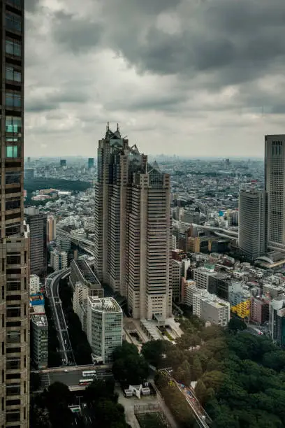 Aerial view of Tokyo city, Japan