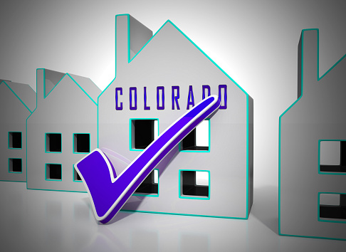 Colorado Property House Represents Real Estate Or Purchasing Investment. United States Realty Developments - 3d Illustration