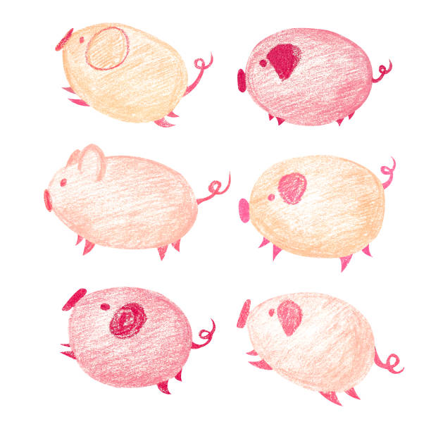 istock Cute aerial cartoon jumping piglets. Illustration with 6 piglets. 1137526360