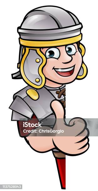 Cartoon Ancient Roman Peeking Around Sign Stock Illustration - Download Image Now - Adult, Adults Only, Ancient