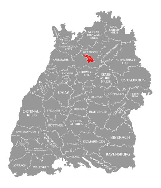 Heilbronn City county red highlighted in map of Baden Wuerttemberg Germany Heilbronn City county red highlighted in map of Baden Wuerttemberg Germany heilbronn stock illustrations